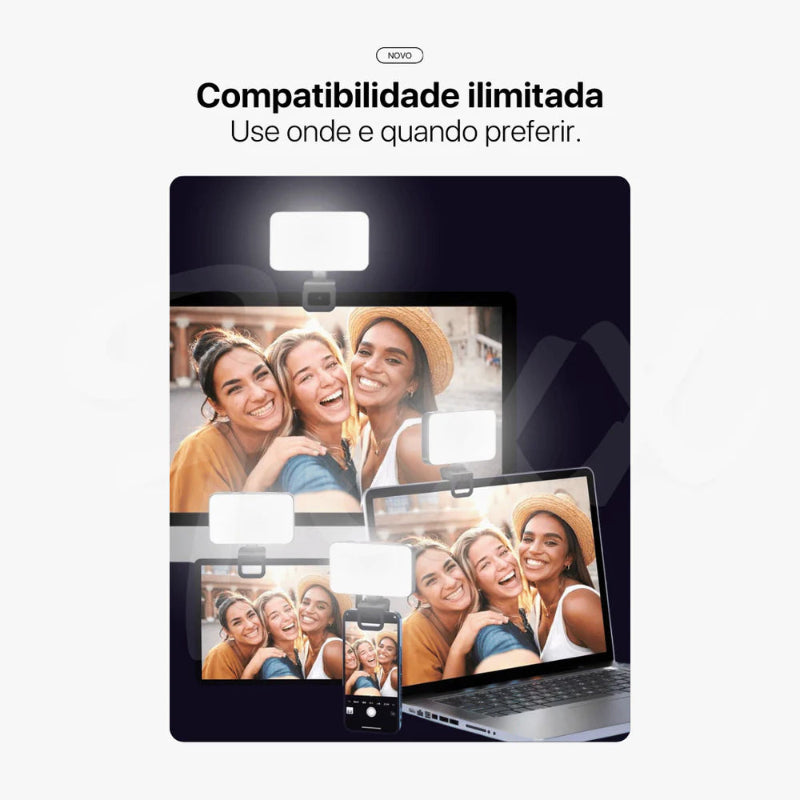 Luz de LED Clip-On LuminoPro – Iluminação Portátil para Vídeos Perfeitos