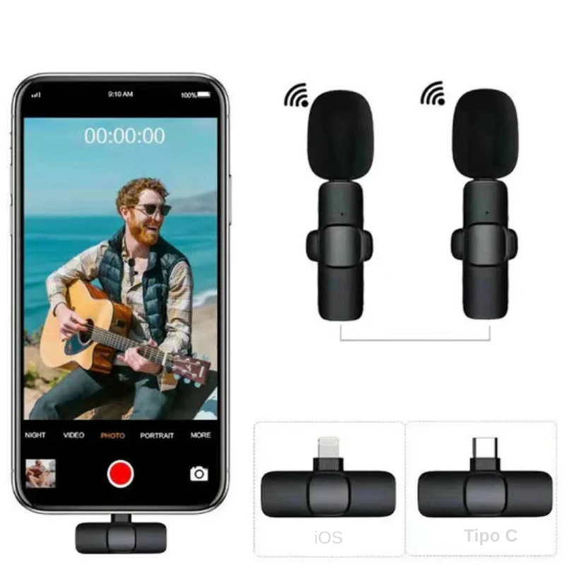 Microfone Lapela Slim AirVoice – Liberdade total com áudio cristalino