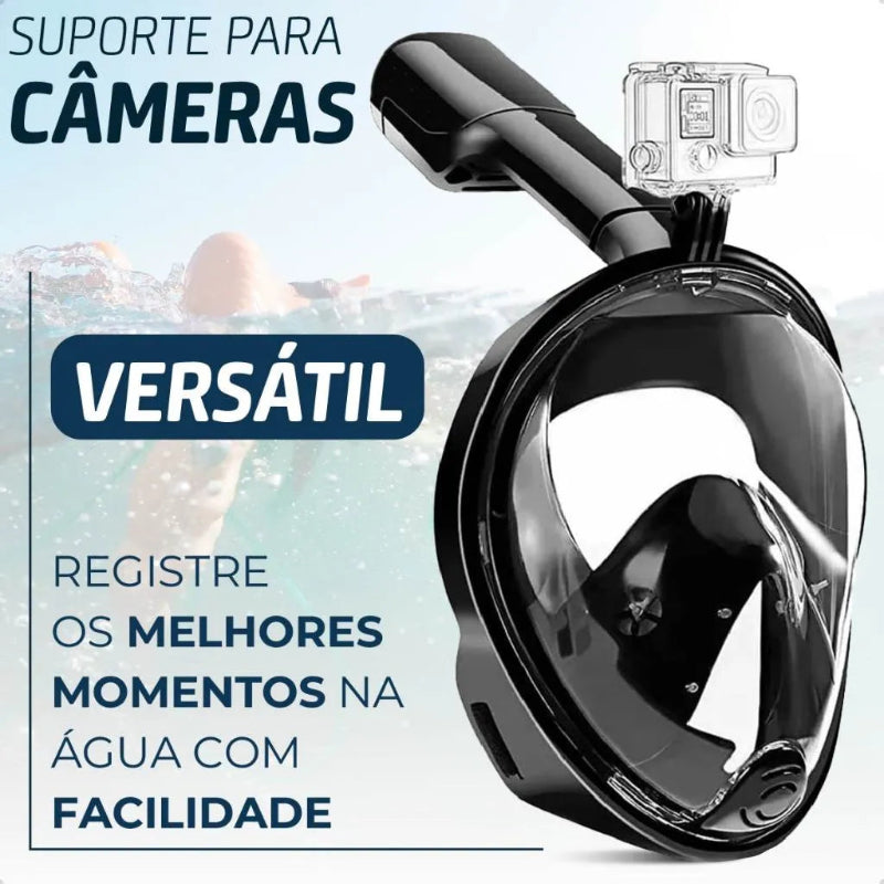 Máscara De Mergulho Snorkel Full Face Suporte Gopro Câmera