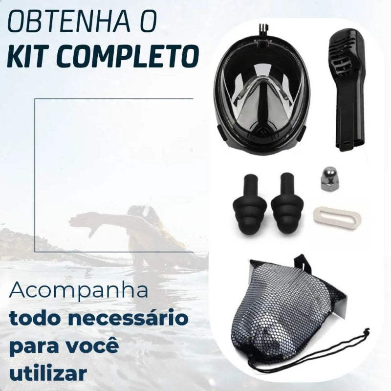 Máscara De Mergulho Snorkel Full Face Suporte Gopro Câmera