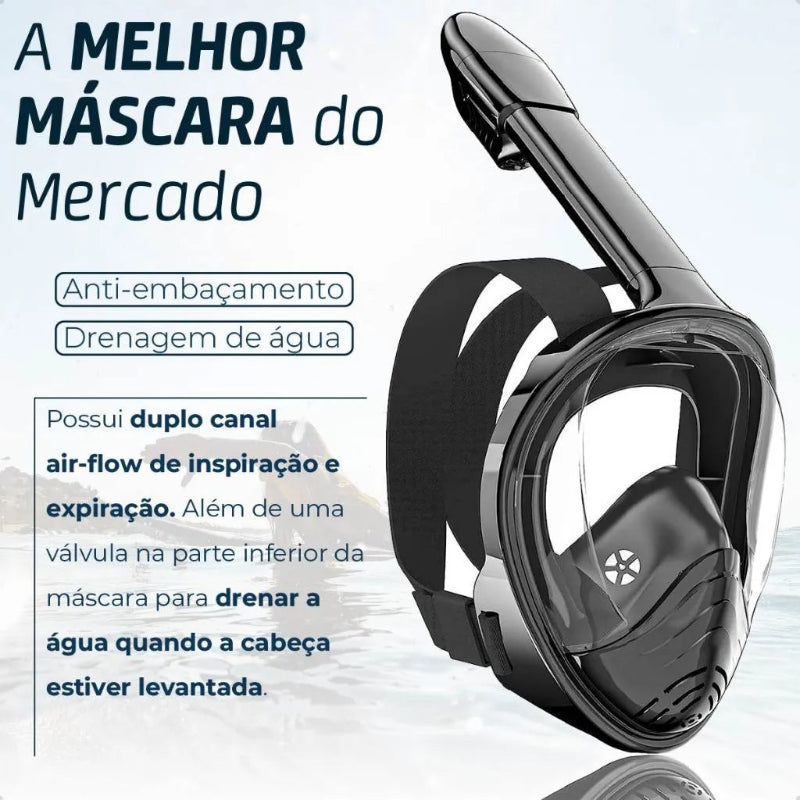 Máscara De Mergulho Snorkel Full Face Suporte Gopro Câmera
