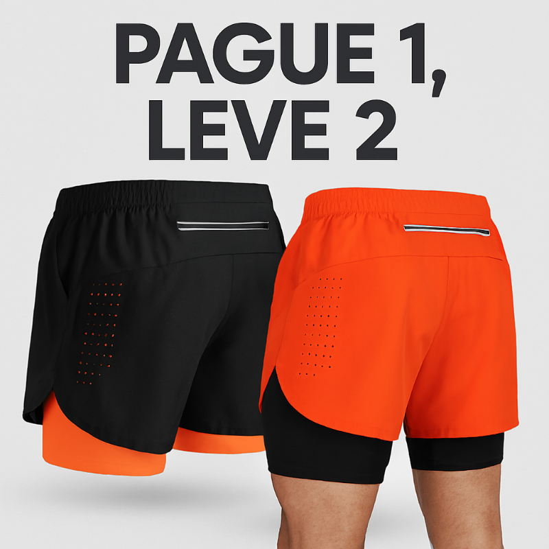 Short de Corrida Aerofit 2 em 1 com Ventilação Pro (Pague 1, Leve 2)
